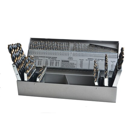 Triumph Twist Drill Co. 1/16"-1/2x64Ths No 1-No 60 HSS Drill Set Black & Bronze Oxide Coated 99862